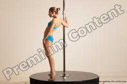 Underwear Gymnastic poses Woman White Moving poses Slim long blond Dynamic poses Academic